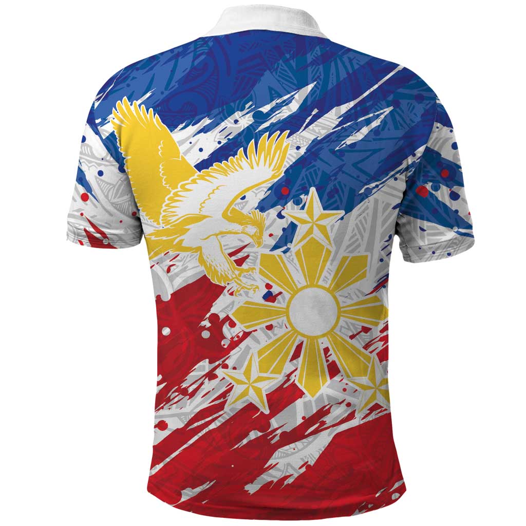 Personalized Filipino Sun and Stars Polo Shirt Grunge Vibes LT7 - Polynesian Pride