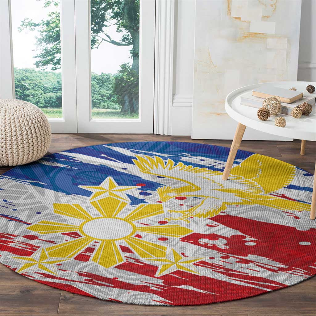 Filipino Sun and Stars Round Carpet Grunge Vibes LT7 - Polynesian Pride