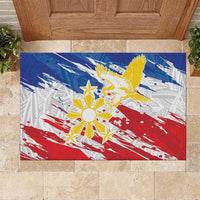 Filipino Sun and Stars Rubber Doormat Grunge Vibes LT7 White - Polynesian Pride