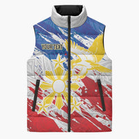 Personalized Filipino Sun and Stars Sleeveless Puffer Jacket Grunge Vibes LT7 Unisex White - Polynesian Pride