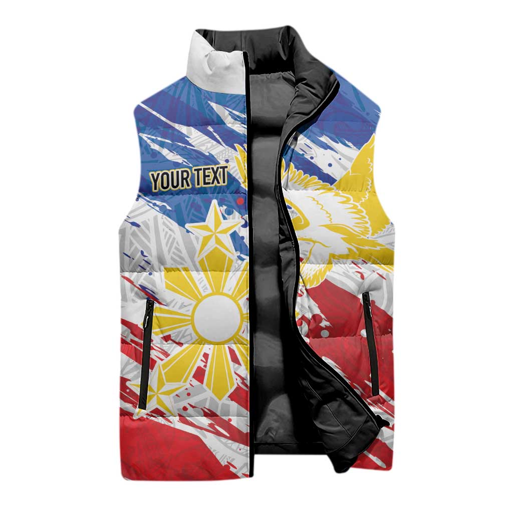 Personalized Filipino Sun and Stars Sleeveless Puffer Jacket Grunge Vibes LT7 - Polynesian Pride