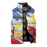 Personalized Filipino Sun and Stars Sleeveless Puffer Jacket Grunge Vibes LT7 - Polynesian Pride