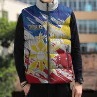 Personalized Filipino Sun and Stars Sleeveless Puffer Jacket Grunge Vibes LT7 - Polynesian Pride