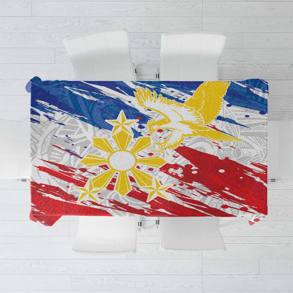 Filipino Sun and Stars Tablecloth Grunge Vibes LT7 White - Polynesian Pride