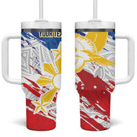 Personalized Filipino Sun and Stars Tumbler With Handle Grunge Vibes LT7 One Size: 40 oz White - Polynesian Pride
