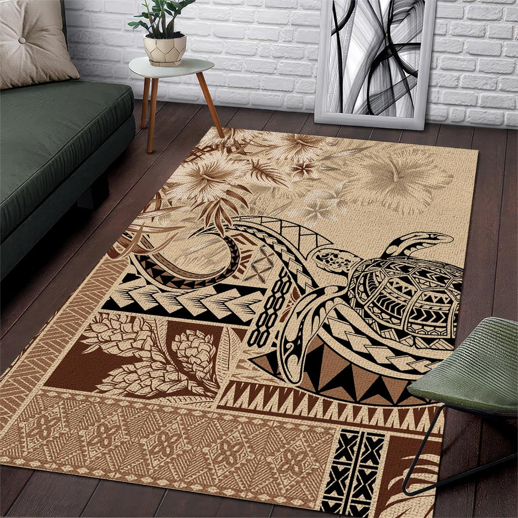 Vaiaso o le Gagana Samoa Area Rug Siapo Motif Beige LT7 Beige - Polynesian Pride