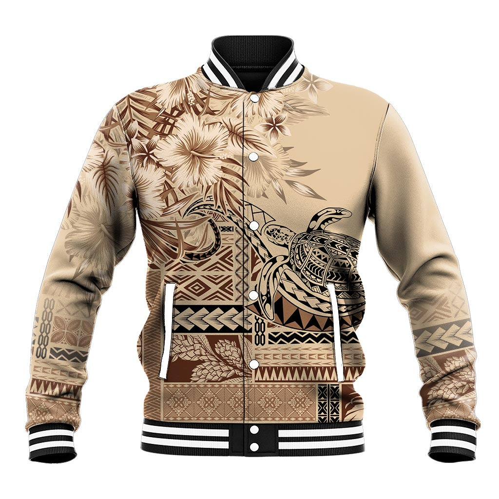 Vaiaso o le Gagana Samoa Baseball Jacket Siapo Motif Beige LT7 Unisex Beige - Polynesian Pride