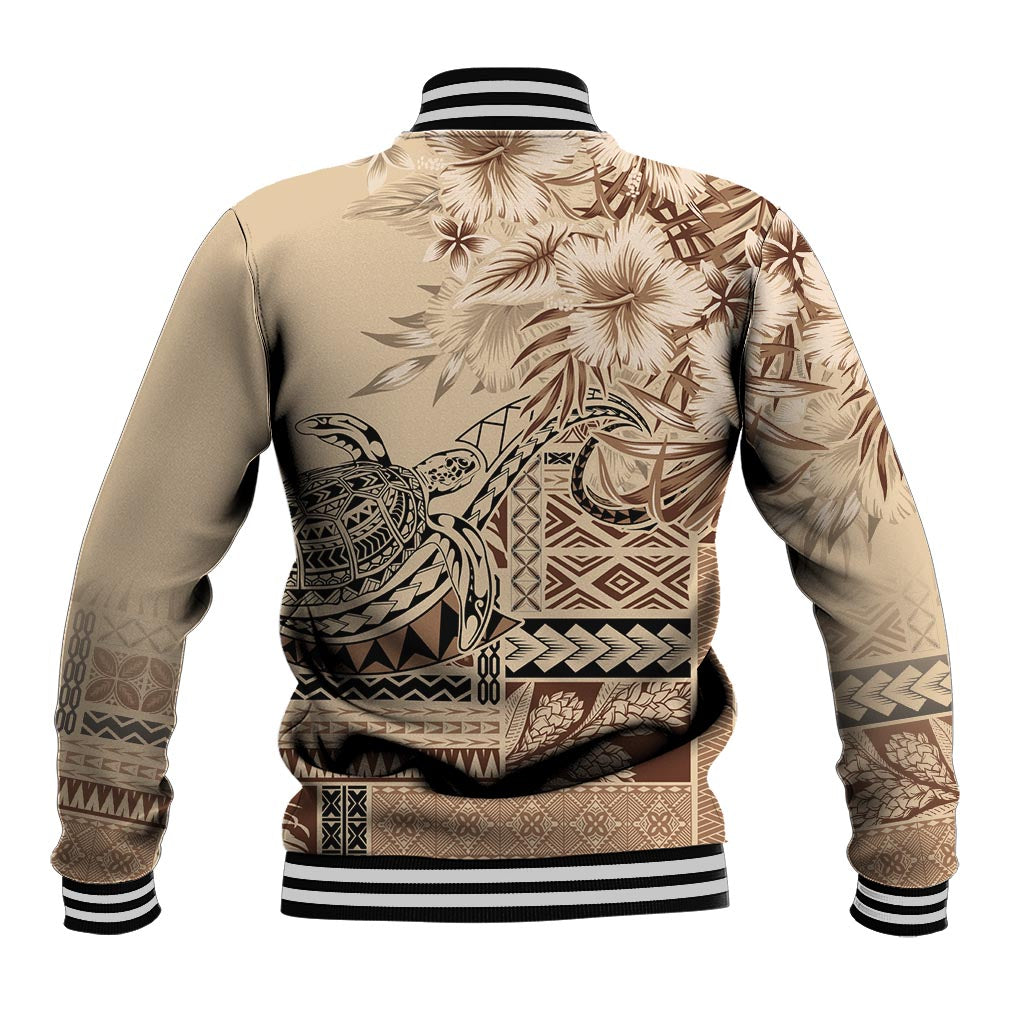 Vaiaso o le Gagana Samoa Baseball Jacket Siapo Motif Beige LT7 - Polynesian Pride