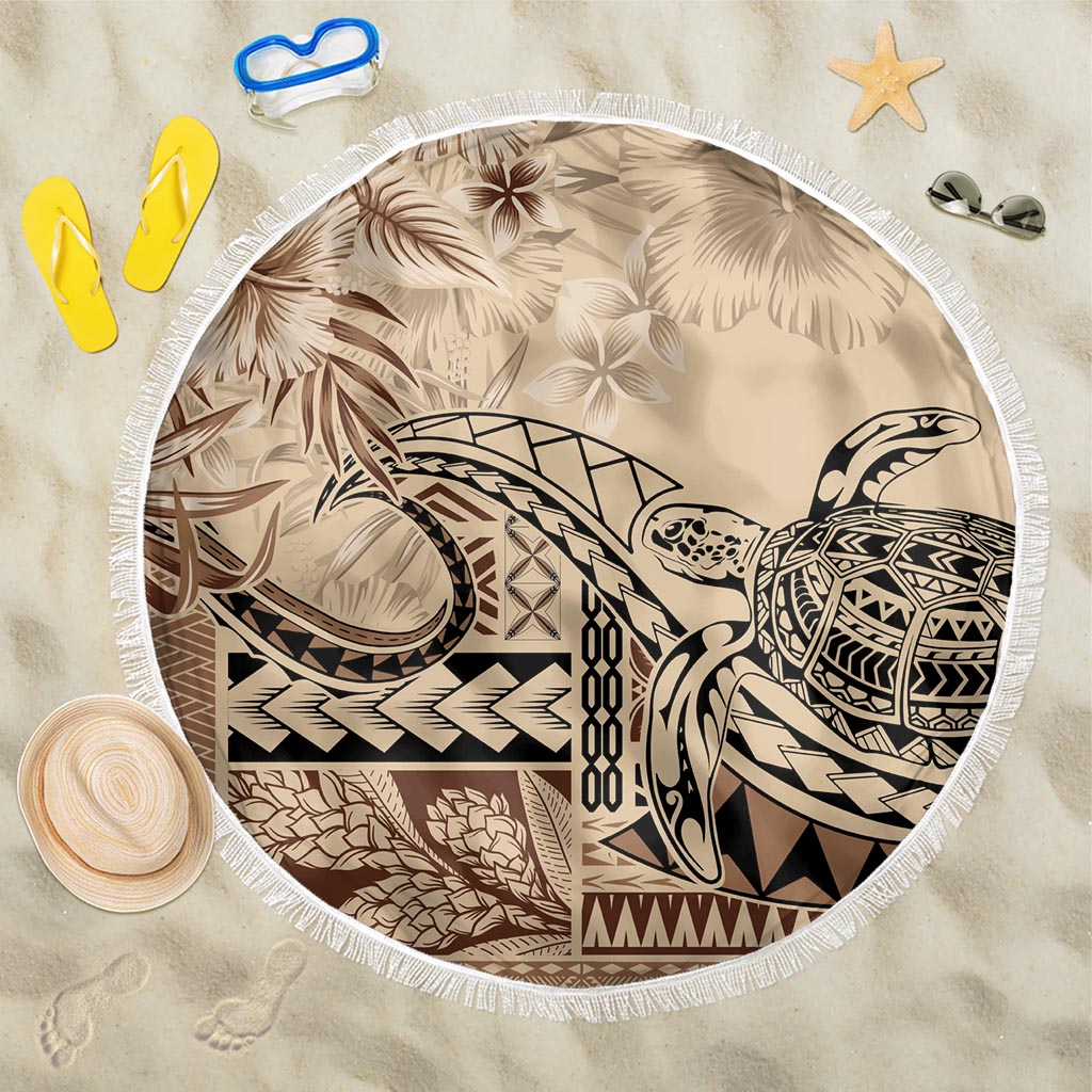 Vaiaso o le Gagana Samoa Beach Blanket Siapo Motif Beige LT7 One Size 150cm Beige - Polynesian Pride