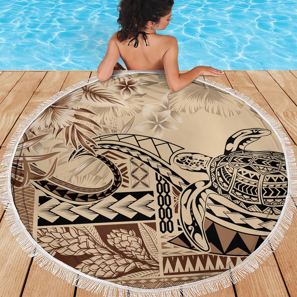 Vaiaso o le Gagana Samoa Beach Blanket Siapo Motif Beige LT7 - Polynesian Pride