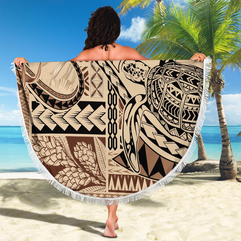 Vaiaso o le Gagana Samoa Beach Blanket Siapo Motif Beige LT7 - Polynesian Pride