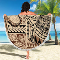 Vaiaso o le Gagana Samoa Beach Blanket Siapo Motif Beige LT7 - Polynesian Pride