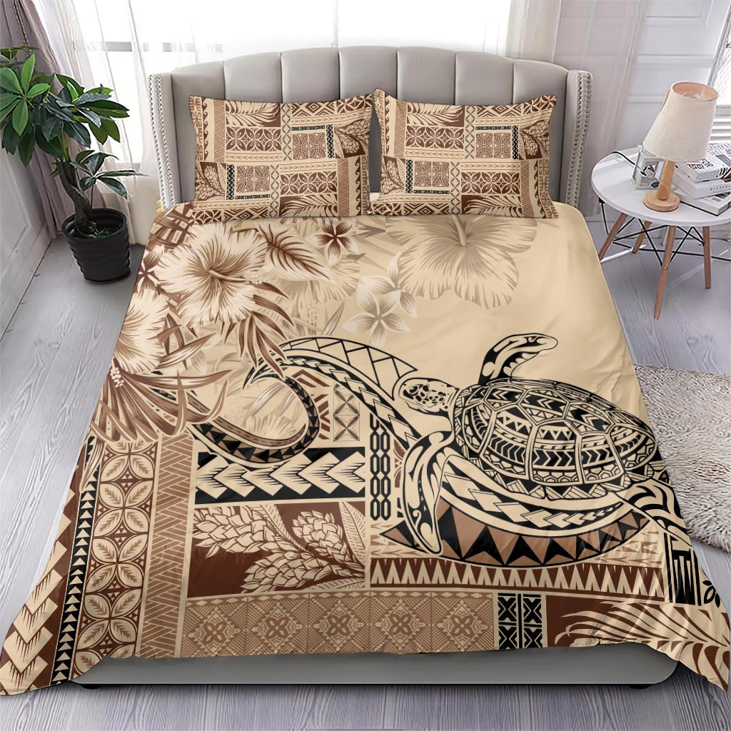 Vaiaso o le Gagana Samoa Bedding Set Siapo Motif Beige LT7 - Polynesian Pride