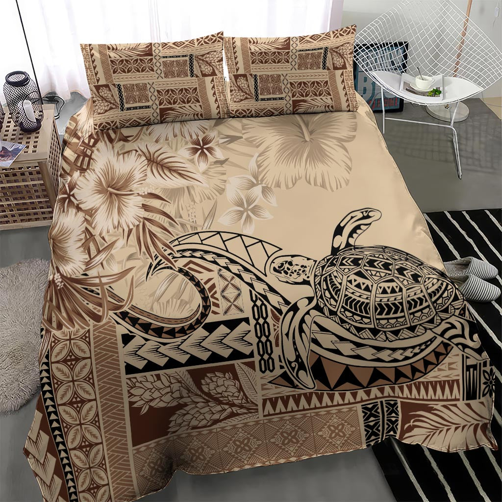 Vaiaso o le Gagana Samoa Bedding Set Siapo Motif Beige LT7 - Polynesian Pride