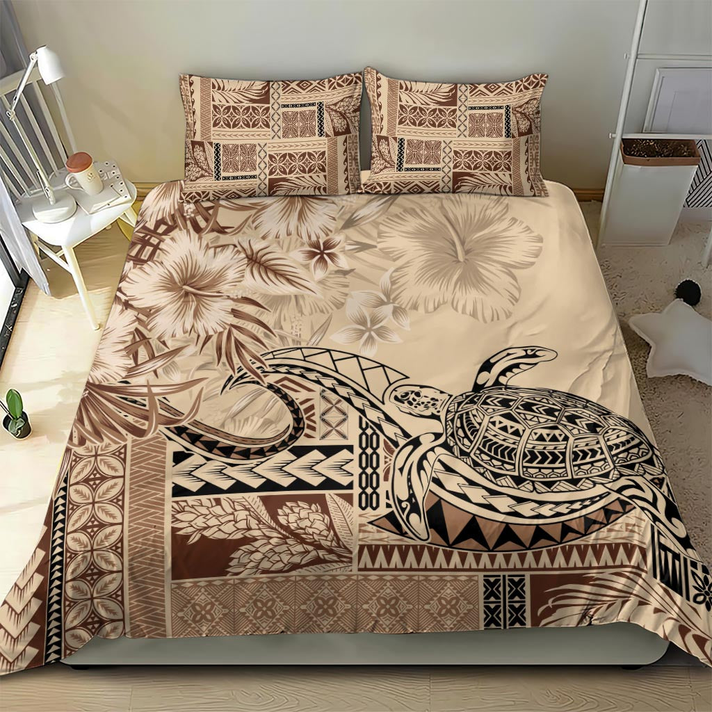 Vaiaso o le Gagana Samoa Bedding Set Siapo Motif Beige LT7 - Polynesian Pride
