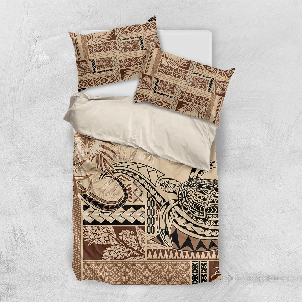 Vaiaso o le Gagana Samoa Bedding Set Siapo Motif Beige LT7 US Twin 172cm x 218cm Beige - Polynesian Pride