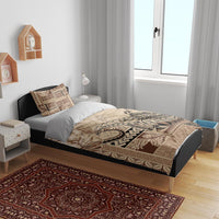 Vaiaso o le Gagana Samoa Bedding Set Siapo Motif Beige LT7 - Polynesian Pride