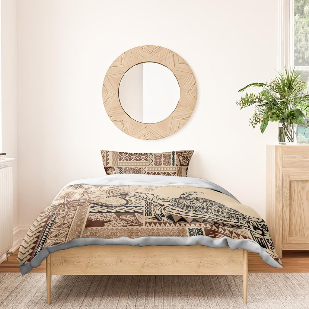Vaiaso o le Gagana Samoa Bedding Set Siapo Motif Beige LT7 - Polynesian Pride