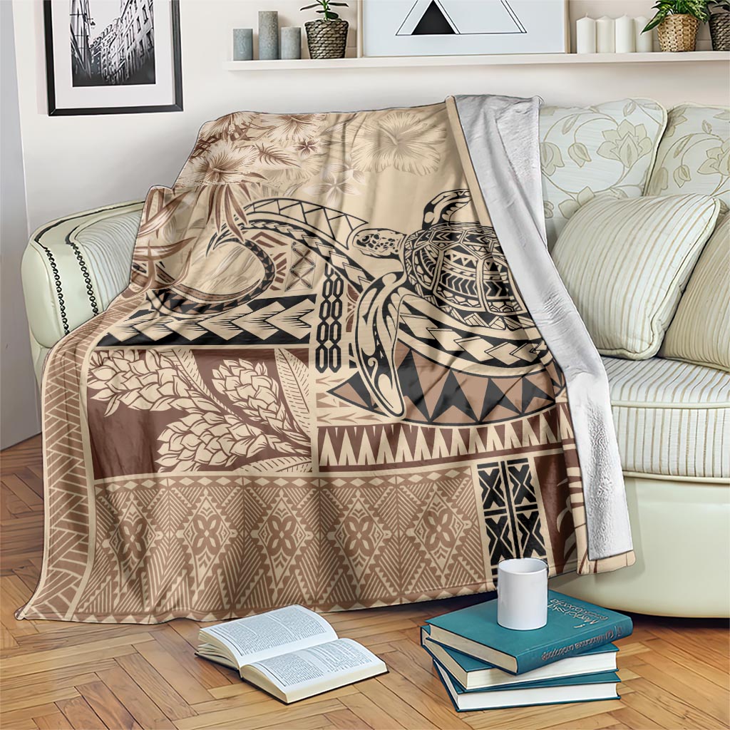 Vaiaso o le Gagana Samoa Blanket Siapo Motif Beige LT7 Beige - Polynesian Pride