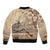 Vaiaso o le Gagana Samoa Bomber Jacket Siapo Motif Beige