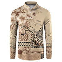 Vaiaso o le Gagana Samoa Button Sweatshirt Siapo Motif Beige LT7 Beige - Polynesian Pride
