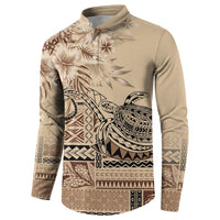 Vaiaso o le Gagana Samoa Button Sweatshirt Siapo Motif Beige LT7 - Polynesian Pride