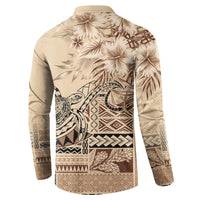 Vaiaso o le Gagana Samoa Button Sweatshirt Siapo Motif Beige LT7 - Polynesian Pride