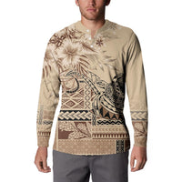 Vaiaso o le Gagana Samoa Button Sweatshirt Siapo Motif Beige LT7 - Polynesian Pride