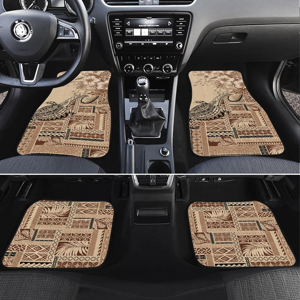 Vaiaso o le Gagana Samoa Car Mats Siapo Motif Beige LT7 Set 4pcs Beige - Polynesian Pride