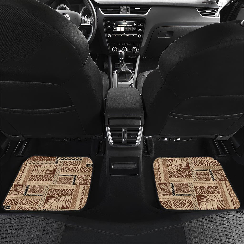 Vaiaso o le Gagana Samoa Car Mats Siapo Motif Beige LT7 Set 2pcs - Back Beige - Polynesian Pride