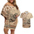 Vaiaso o le Gagana Samoa Couples Matching Off Shoulder Short Dress and Hawaiian Shirt Siapo Motif Beige