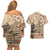 Vaiaso o le Gagana Samoa Couples Matching Off Shoulder Short Dress and Hawaiian Shirt Siapo Motif Beige