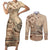 Vaiaso o le Gagana Samoa Couples Matching Short Sleeve Bodycon Dress and Long Sleeve Button Shirt Siapo Motif Beige