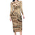 Vaiaso o le Gagana Samoa Family Matching Long Sleeve Bodycon Dress and Hawaiian Shirt Siapo Motif Beige