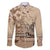 Vaiaso o le Gagana Samoa Family Matching Off The Shoulder Long Sleeve Dress and Hawaiian Shirt Siapo Motif Beige