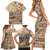 Vaiaso o le Gagana Samoa Family Matching Short Sleeve Bodycon Dress and Hawaiian Shirt Siapo Motif Beige