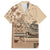 Vaiaso o le Gagana Samoa Family Matching Short Sleeve Bodycon Dress and Hawaiian Shirt Siapo Motif Beige