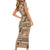 Vaiaso o le Gagana Samoa Family Matching Short Sleeve Bodycon Dress and Hawaiian Shirt Siapo Motif Beige