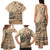 Vaiaso o le Gagana Samoa Family Matching Tank Maxi Dress and Hawaiian Shirt Siapo Motif Beige