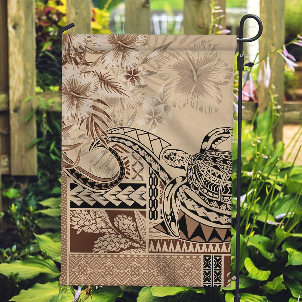Vaiaso o le Gagana Samoa Garden Flag Siapo Motif Beige LT7 Garden Flag Beige - Polynesian Pride