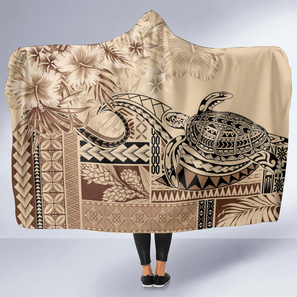 Vaiaso o le Gagana Samoa Hooded Blanket Siapo Motif Beige LT7 - Polynesian Pride