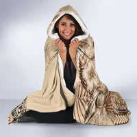 Vaiaso o le Gagana Samoa Hooded Blanket Siapo Motif Beige LT7 - Polynesian Pride