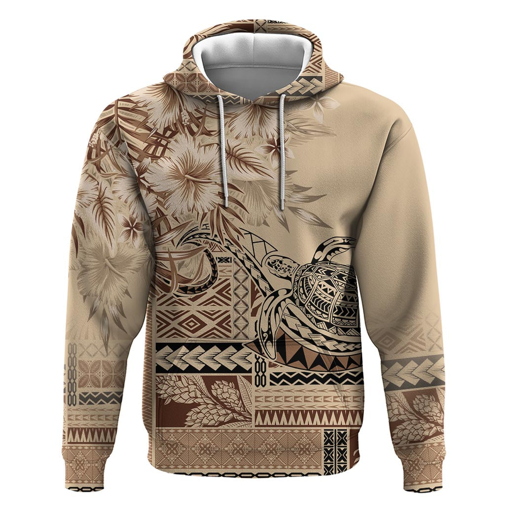 Vaiaso o le Gagana Samoa Hoodie Siapo Motif Beige LT7 Pullover Hoodie Beige - Polynesian Pride