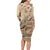 Vaiaso o le Gagana Samoa Long Sleeve Bodycon Dress Siapo Motif Beige