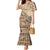 Vaiaso o le Gagana Samoa Mermaid Dress Siapo Motif Beige