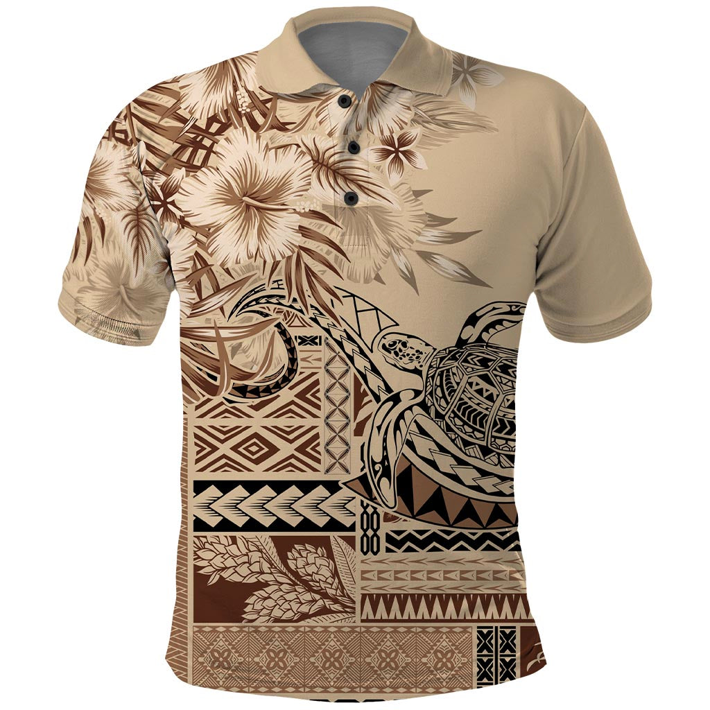 Vaiaso o le Gagana Samoa Polo Shirt Siapo Motif Beige LT7 Beige - Polynesian Pride