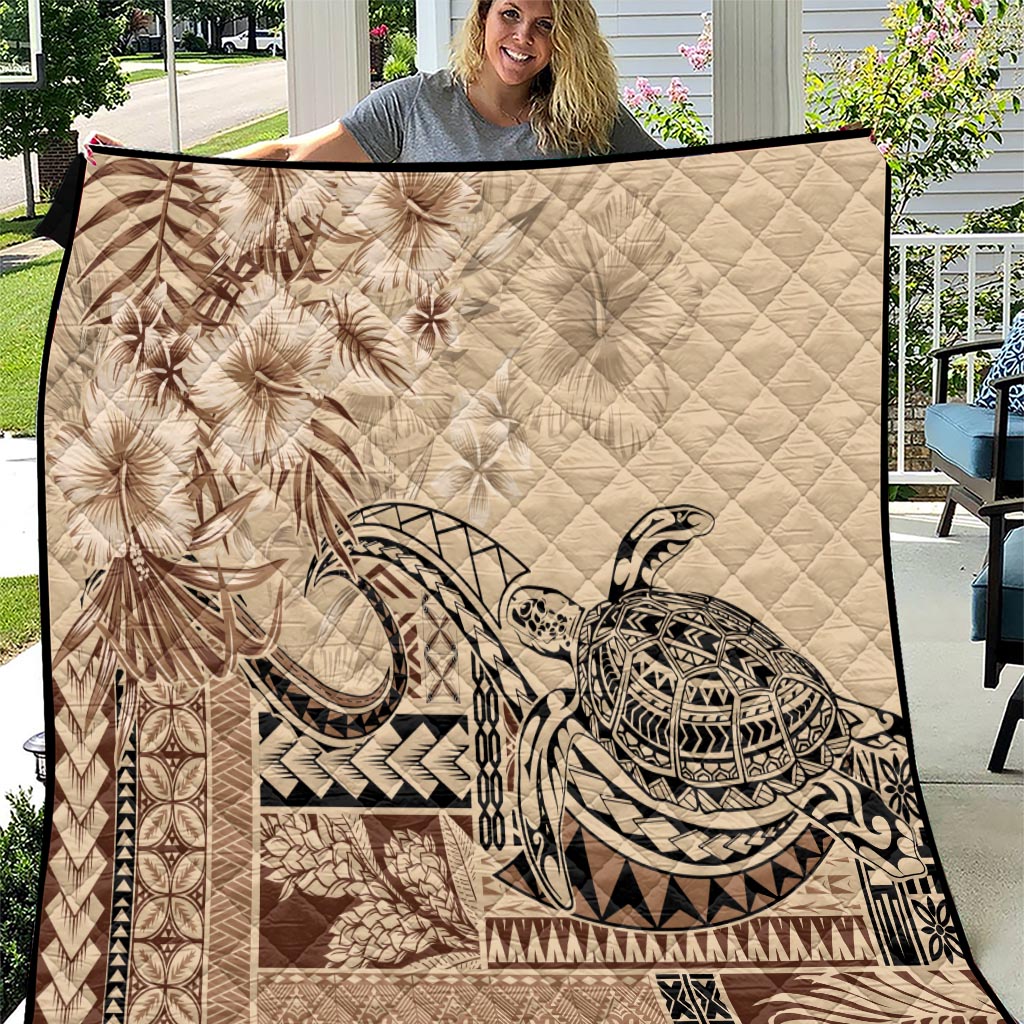 Vaiaso o le Gagana Samoa Quilt Siapo Motif Beige LT7 Beige - Polynesian Pride