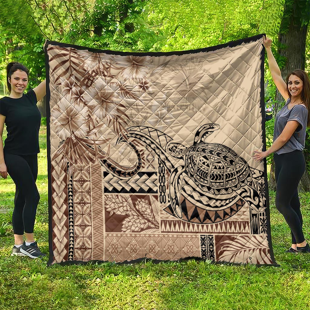 Vaiaso o le Gagana Samoa Quilt Siapo Motif Beige LT7 - Polynesian Pride