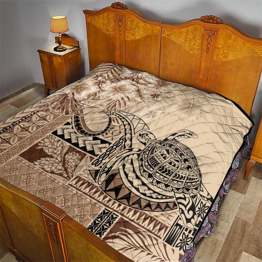 Vaiaso o le Gagana Samoa Quilt Siapo Motif Beige LT7 - Polynesian Pride