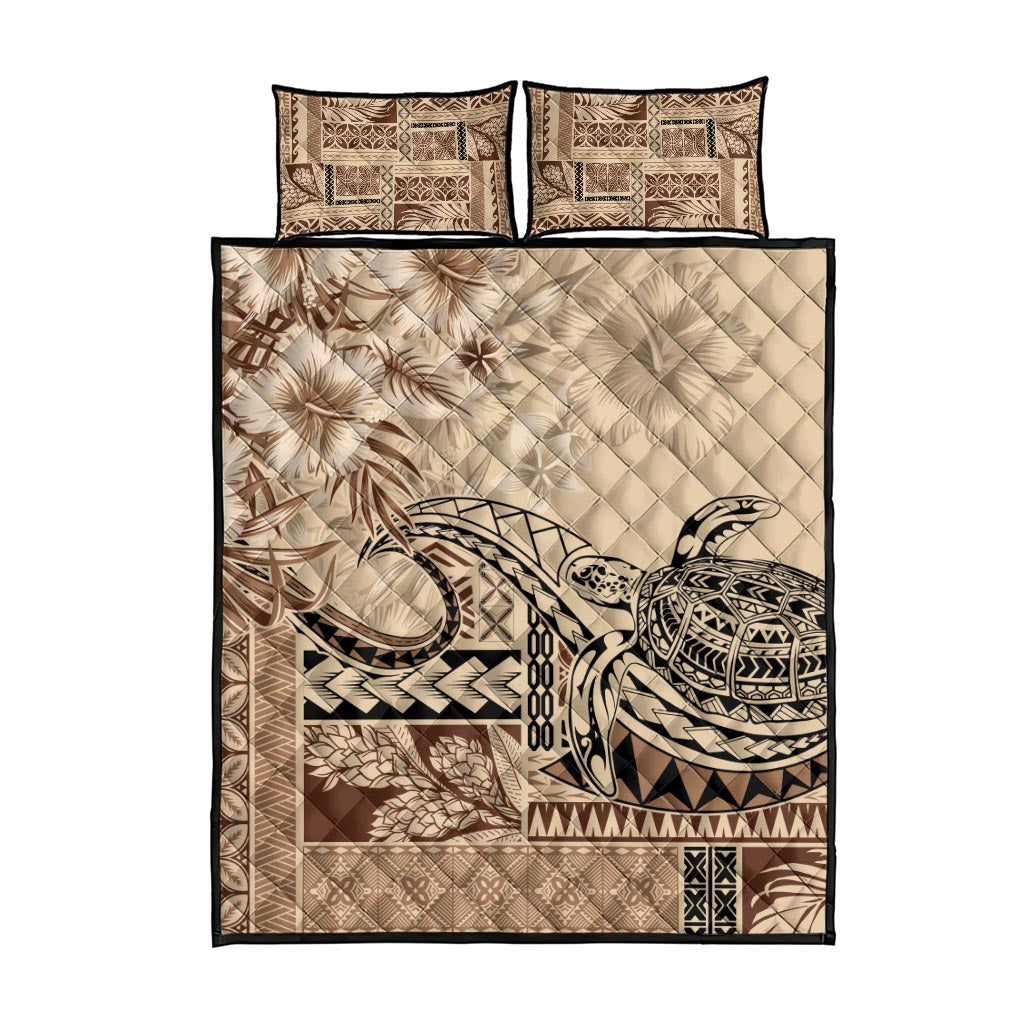 Vaiaso o le Gagana Samoa Quilt Bed Set Siapo Motif Beige LT7 - Polynesian Pride